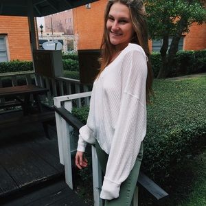 FREE PEOPLE ivory long sleeve top size S